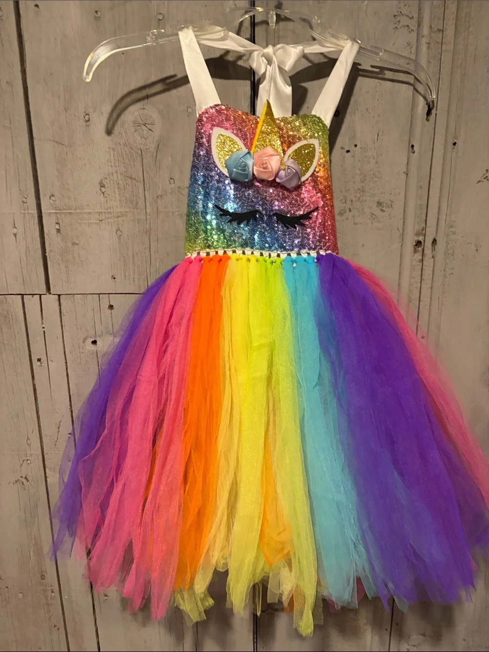 Unbranded Rainbow Unicorn Tutu Costume Dress for Kids - Multicolor